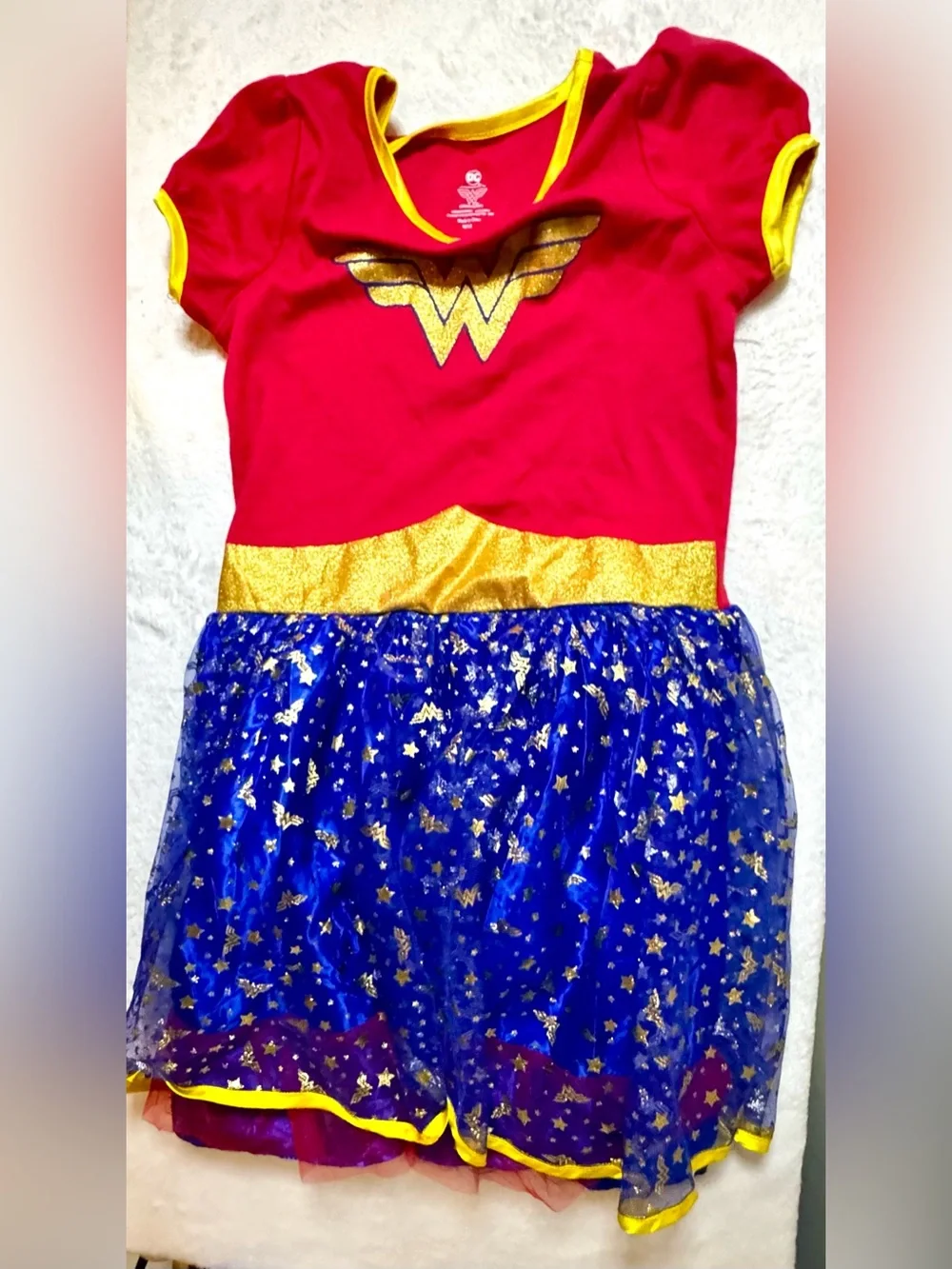 DC Girls Wonder Woman Dress Costume with Gold Accents size 10-12